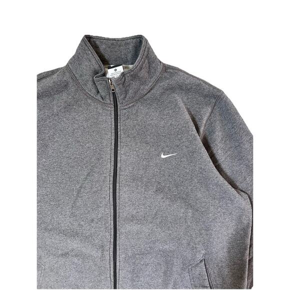 Y2K Nike Gray Zip Up Sweatshirt Embroidered Swoosh Size XL - Picture 2 of 6